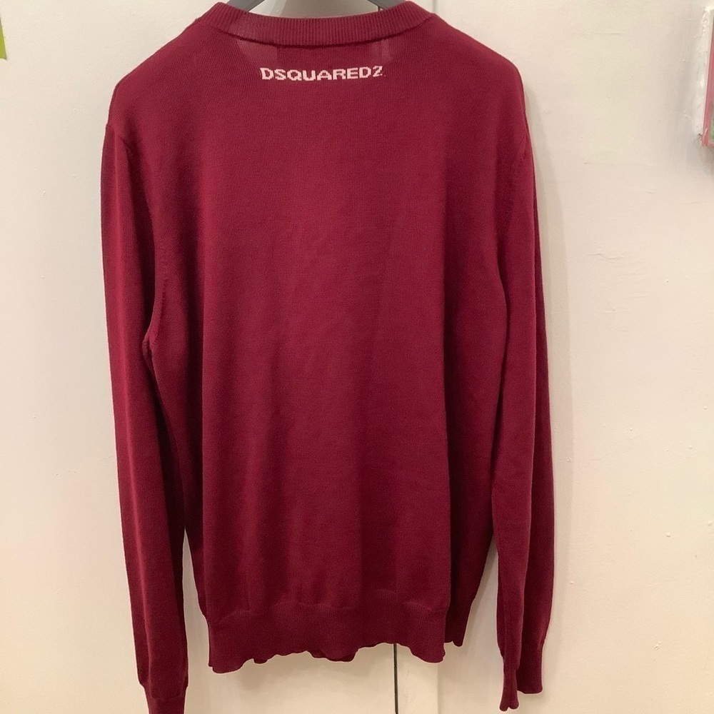 DSQUARED2 Maxi Logo Unisex Burgundy Jumper Knit Sweater Pullover​​​​​​​ - Picture 3 of 11